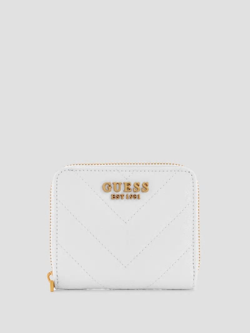 Guess Jania Small Zip-Around Wallet - White