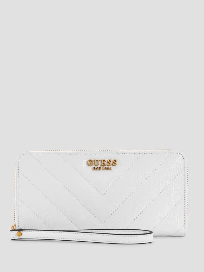 Guess Jania Large Zip-Around Wallet - White