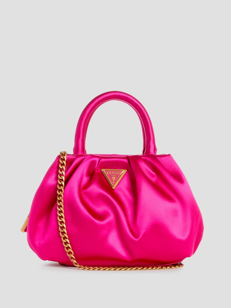 Guess Tori Satin Mini Frame Satchel - Fuchsia