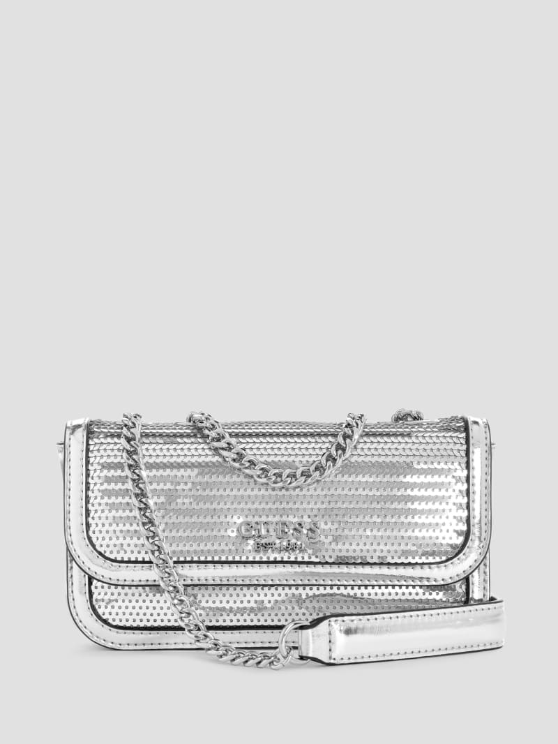 Guess Kaska Metallic Mini Crossbody - Silver