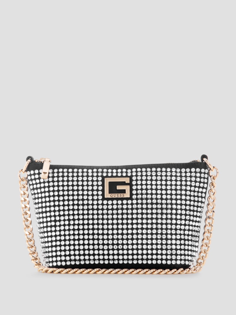 Guess Gilded Glamour Mini Top-Zip Bucket Bag - Black Floral Print