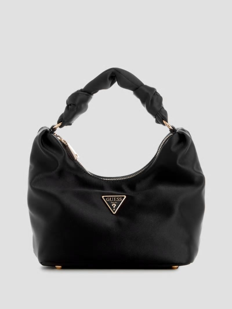 Guess Velina Satin Hobo Bag - Black Floral Print