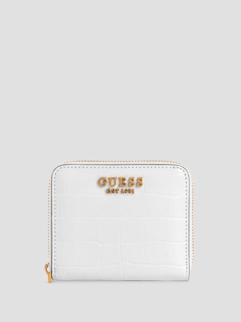 Guess Laurel Small Zip-Around Wallet - White Multi