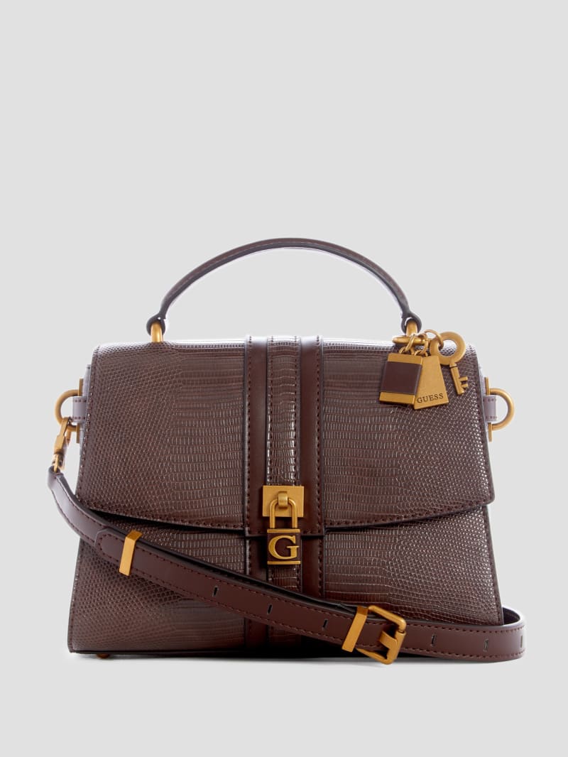 Guess Ginevra Textured Top Handle Crossbody - Brown