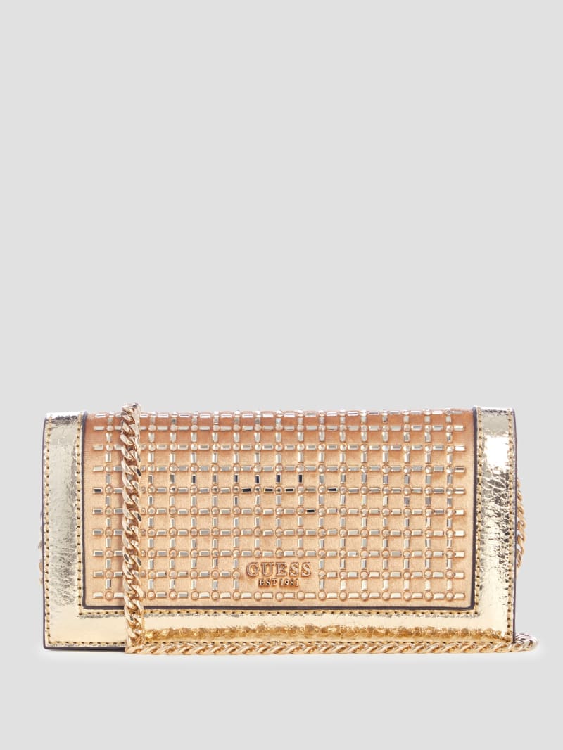 Guess Gilded Glamour Mini Crossbody Clutch - Gold