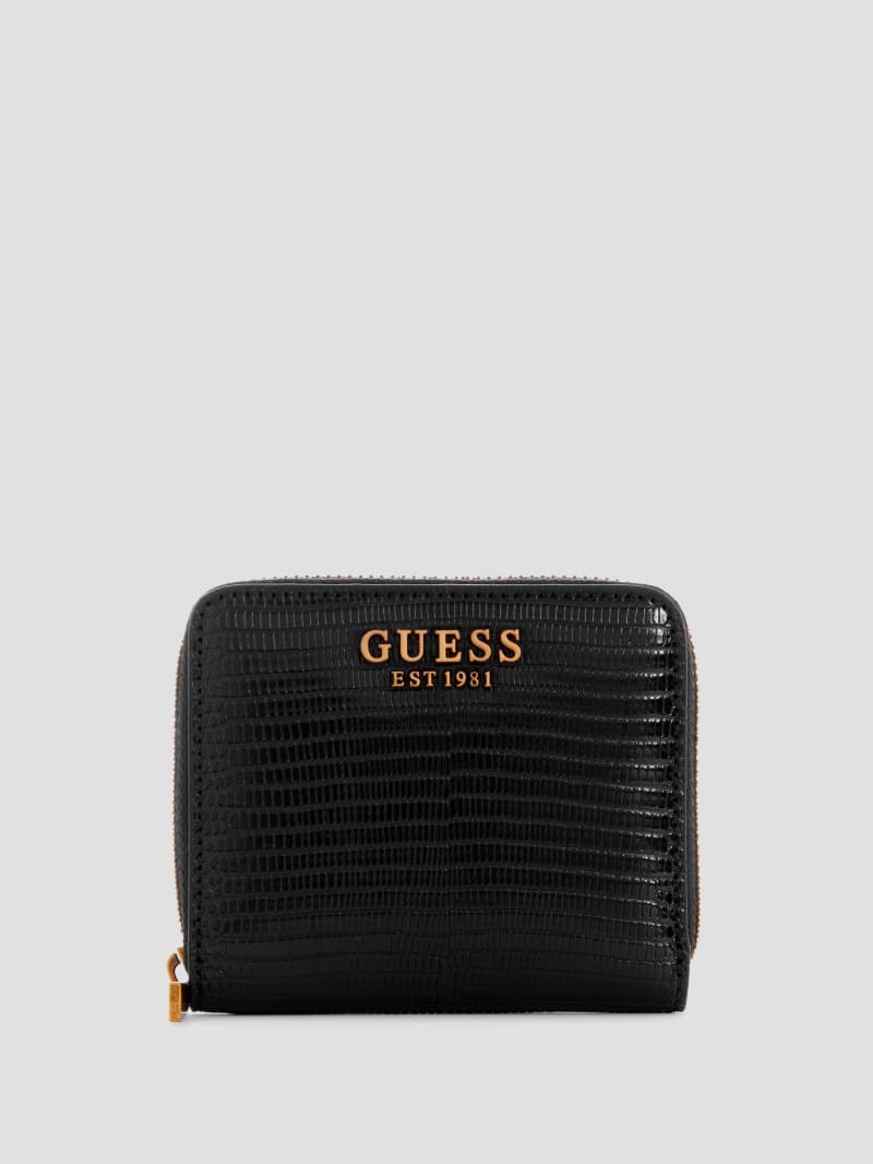 Guess Ginevra Small Zip-Around Wallet - Black Floral Print