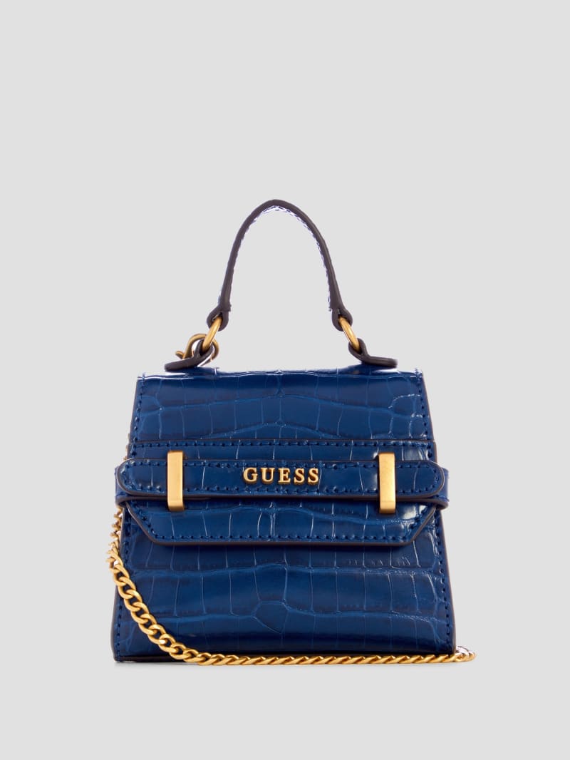 Guess Sestri Crocodile-Embossed Mini Crossbody - Blue