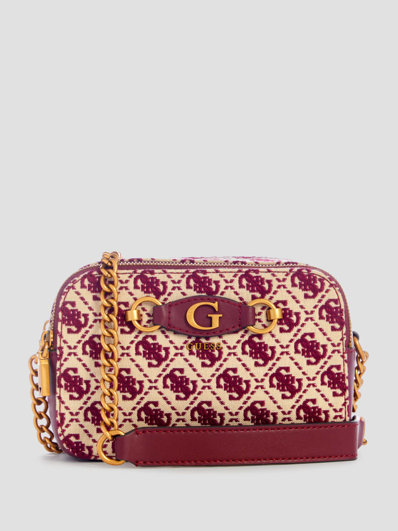 Guess Izzy Jacquard Logo Camera Bag - Burgundy