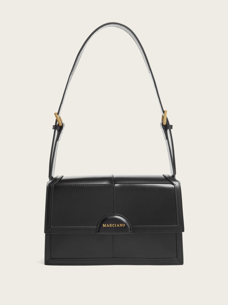 Guess Isa Convertible Leather Bag - Black