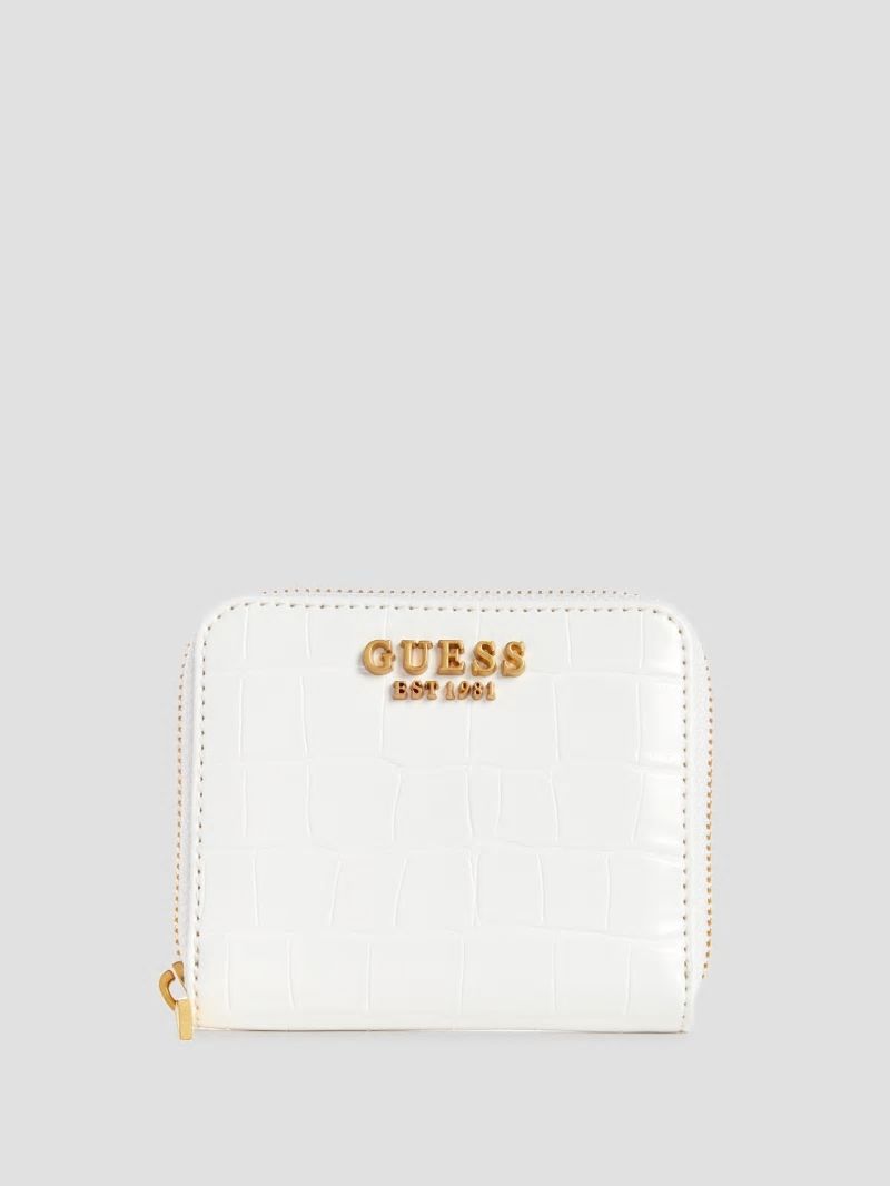 Guess James Croc Small Zip-Around Wallet - White Multi