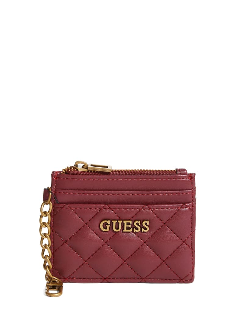 Guess Quilted Card Holder - Burgundy