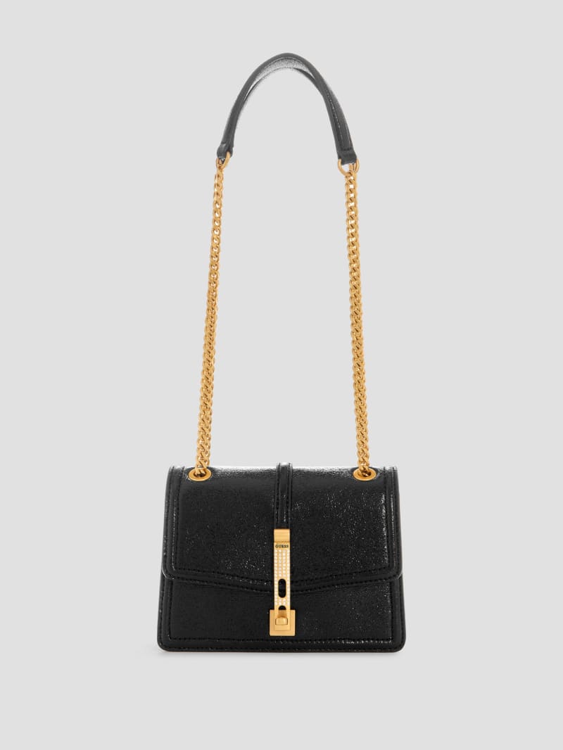 Guess Gilded Glamour Mini Convertible Crossbody - Black Floral Print