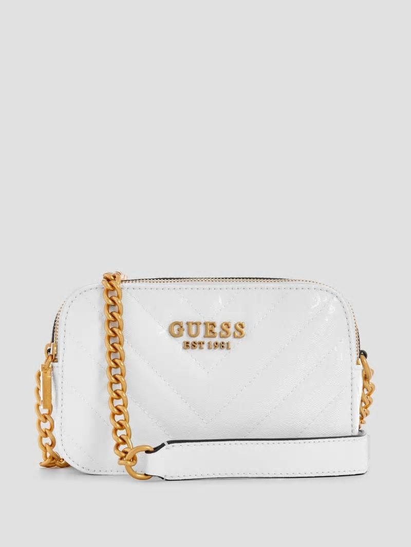 Guess Jania Quilted Camera Crossbody - White