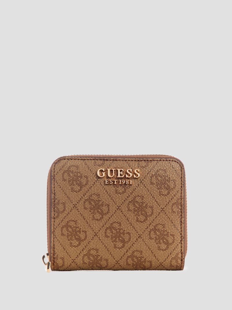 Guess Laurel Small Zip-Around Wallet - Latte Logo