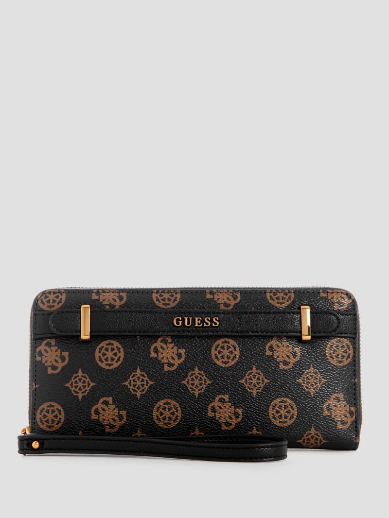 Guess Sestri Logo Large Zip-Around Wallet - Brown