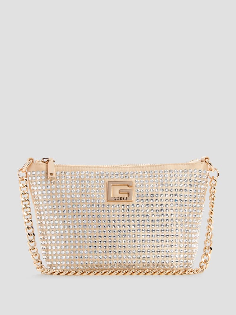 Guess Gilded Glamour Mini Top-Zip Bucket Bag - Pale Gold