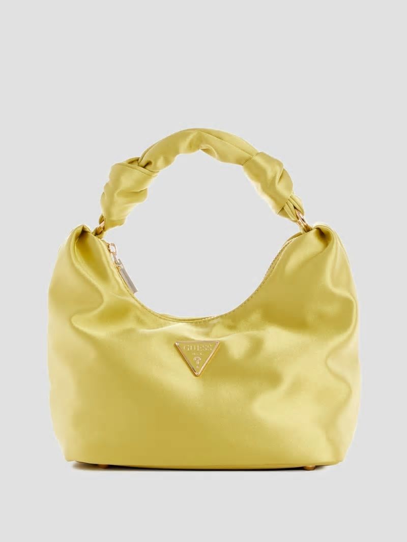 Guess Velina Satin Hobo Bag - Yellow