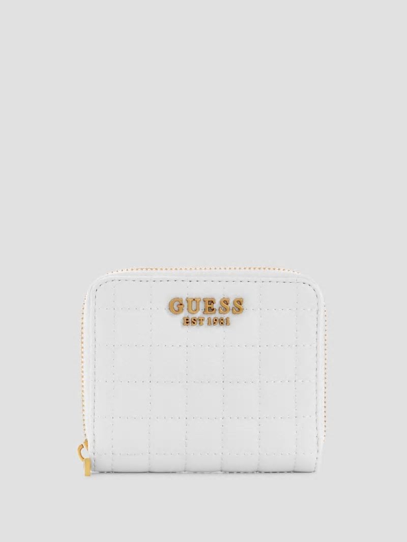Guess Tia Small Zip-Around Wallet - White Multi