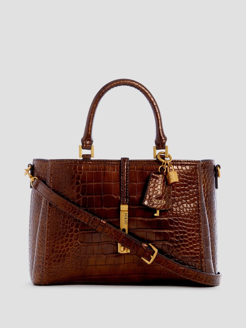 Guess James Croc Girlfriend Satchel - Bronze