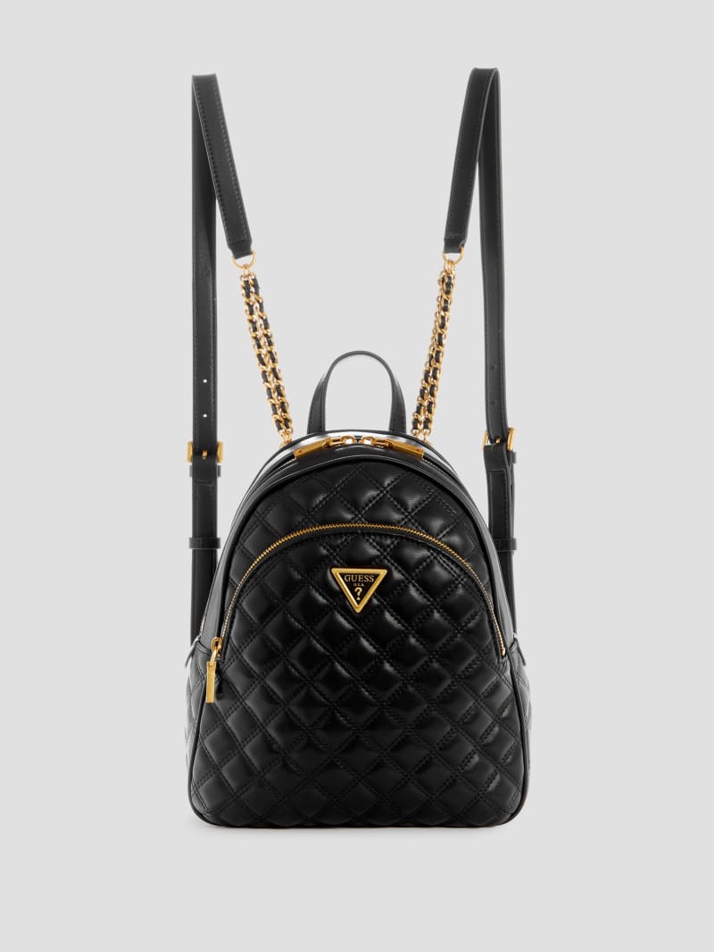 Guess Giully Quilted Backpack - Black Floral Print