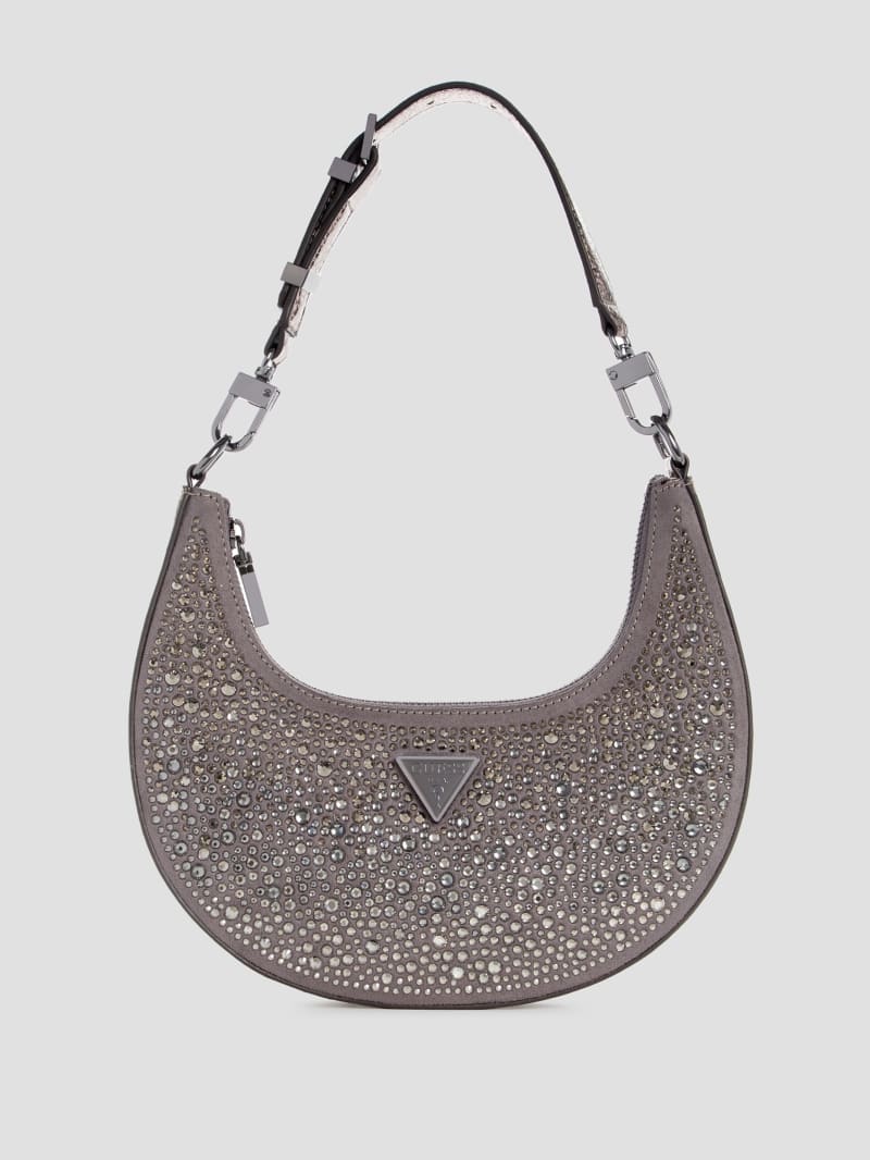 Guess Lua Rhinestone Shoulder Bag - Pewter