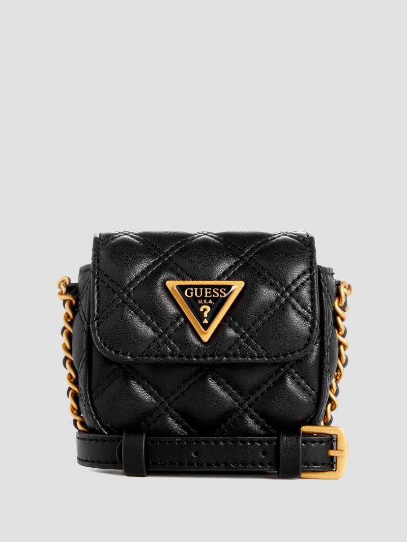 Guess Giully Quilted Micro Mini Crossbody - Black Floral Print