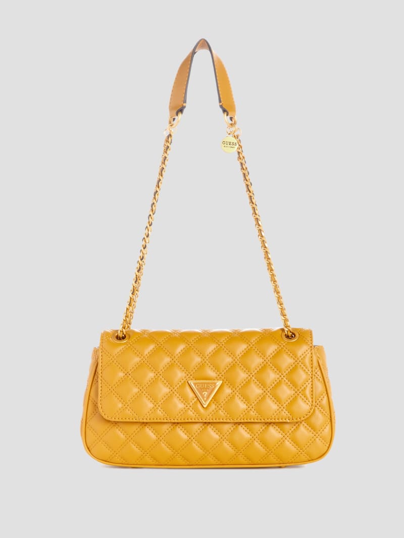 Guess Giully Quilted Convertible Crossbody - Mustard