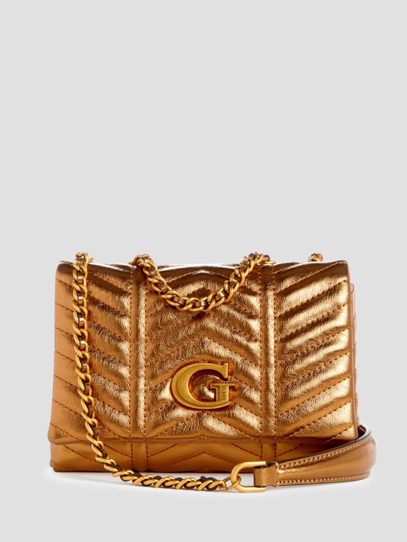 Guess Lovide Metallic Mini Convertible Crossbody - Bronze