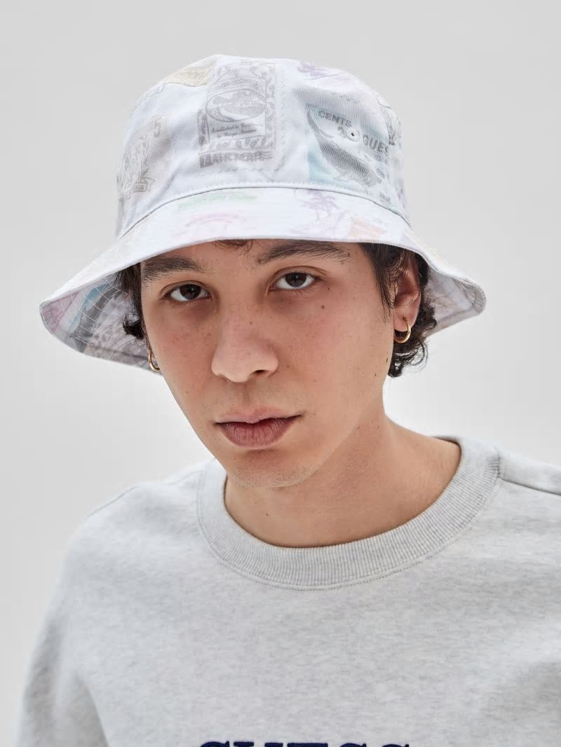 Guess GUESS Originals Stamp Bucket Hat - White Peaks Multi