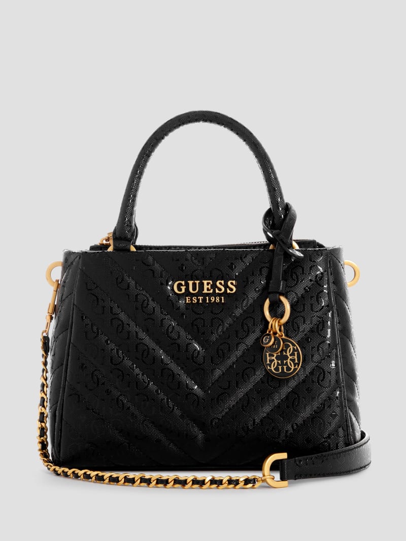 Guess Jania Quilted Small Girlfriend Satchel - Black
