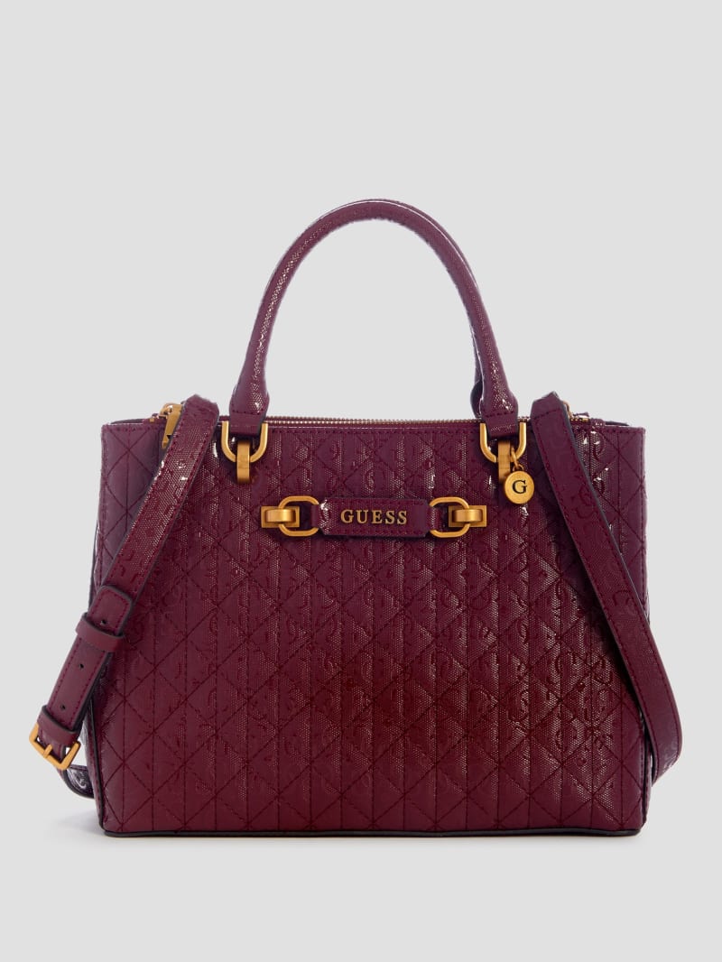 Guess Aveta Status Satchel - Burgundy