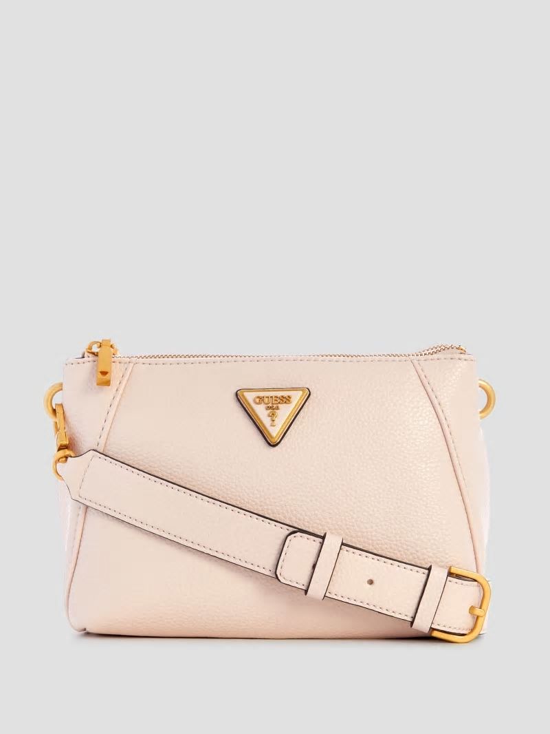 Guess Laryn Pebbled Dual-Zip Crossbody - Light Rose