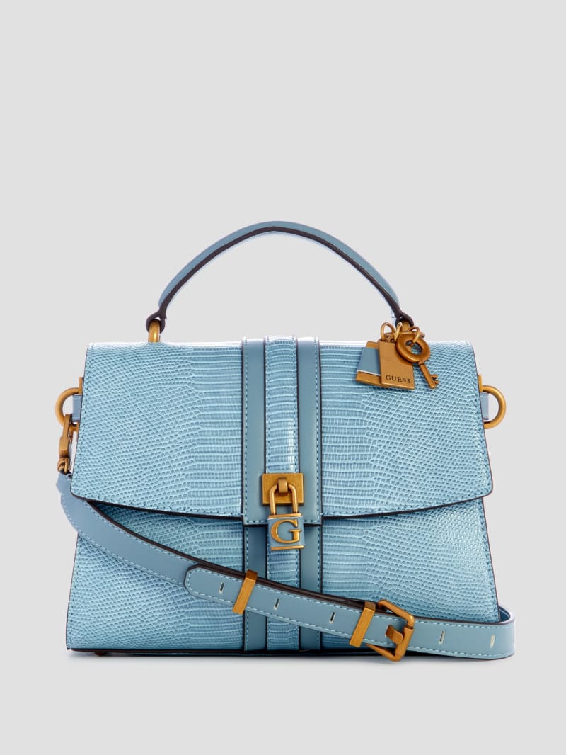 Guess Ginevra Textured Top Handle Crossbody - Light Denim