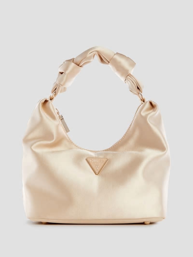 Guess Velina Satin Hobo Bag - Pale Gold