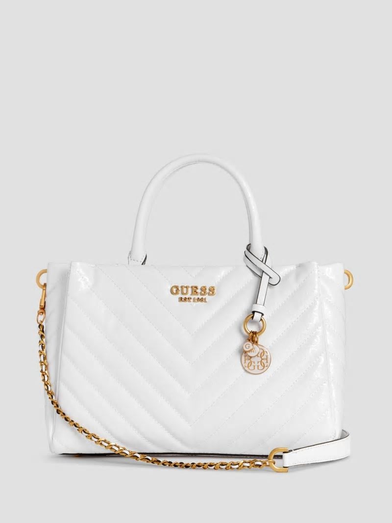 Guess Jania Quilted Society Satchel - White