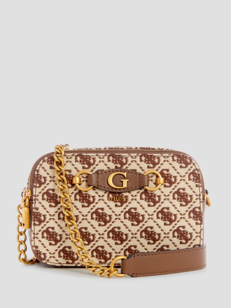 Guess Izzy Jacquard Logo Camera Bag - Brown Multi