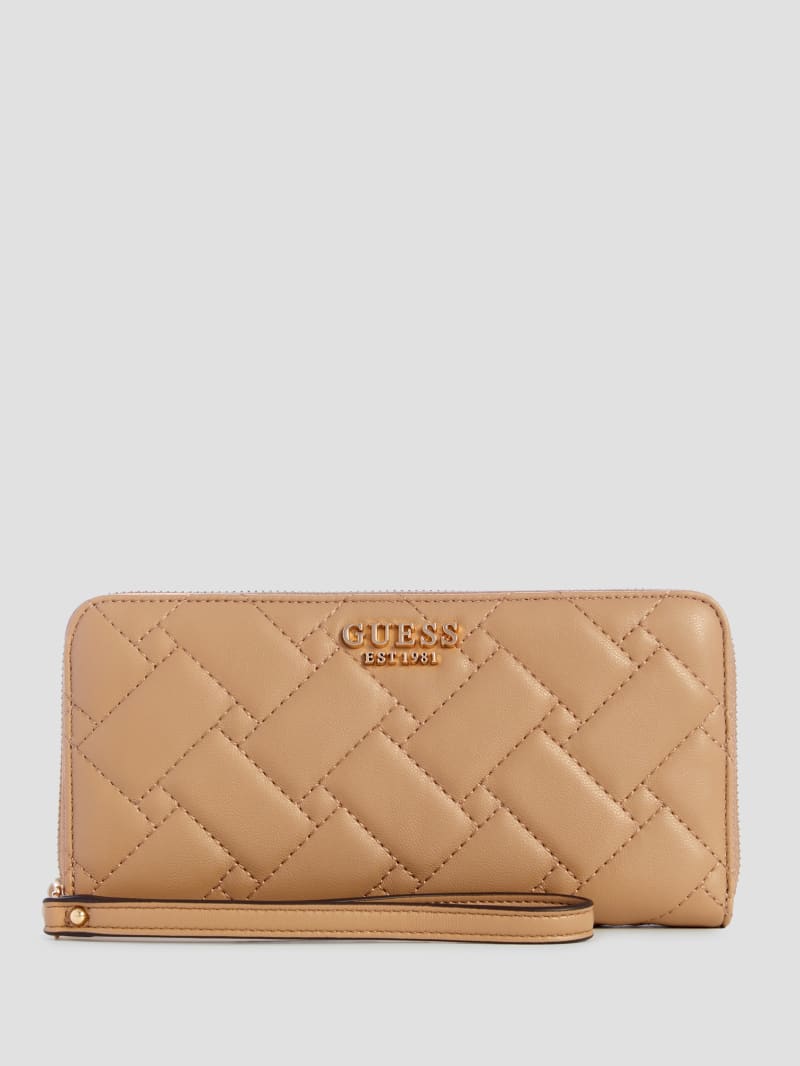 Guess Alanna Large Zip-Around Wallet - Beige Overflow