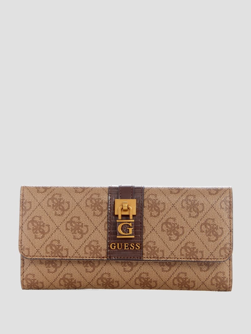 Guess Ginevra Logo Clutch Wallet - Latte Logo