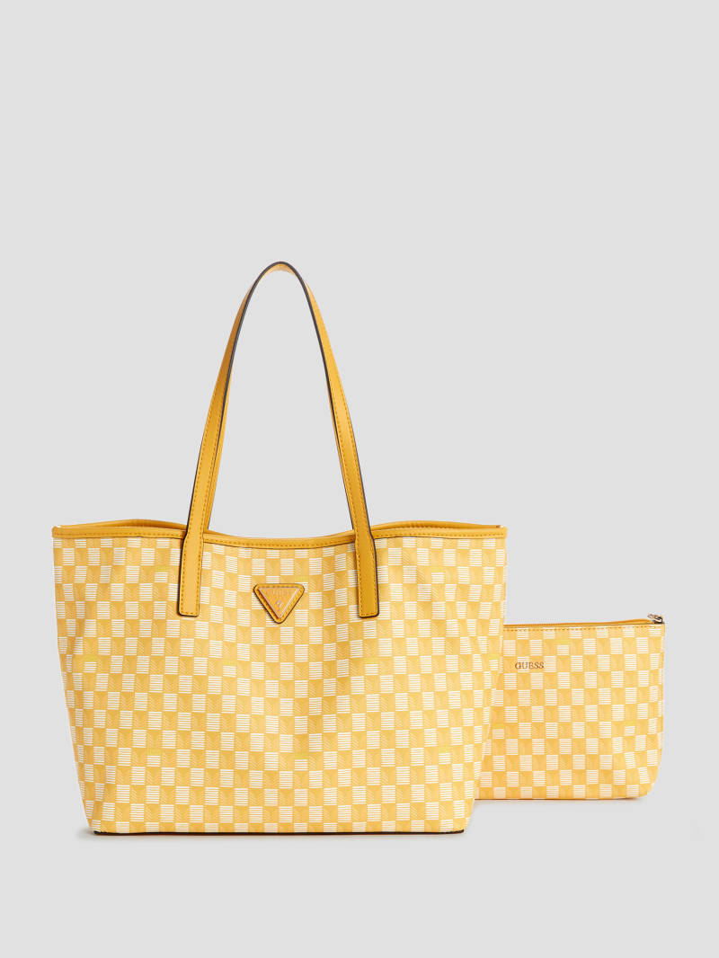 Guess Vikky Tote Set - Yellow Logo