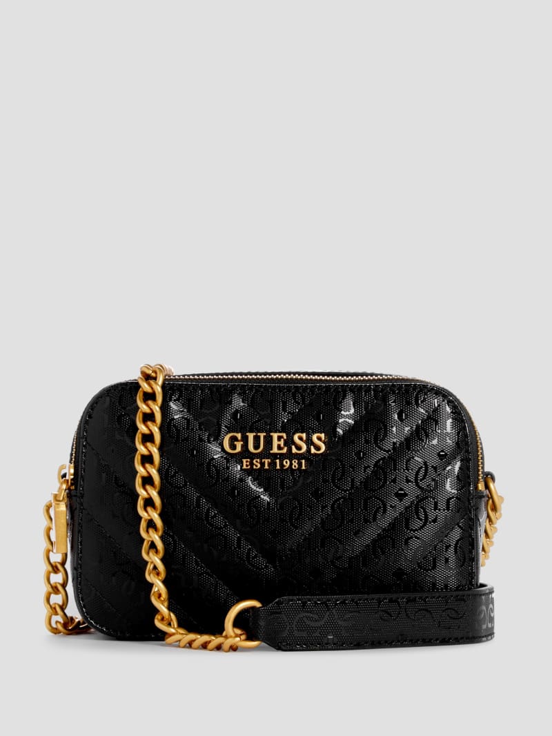 Guess Jania Quilted Camera Crossbody - Black