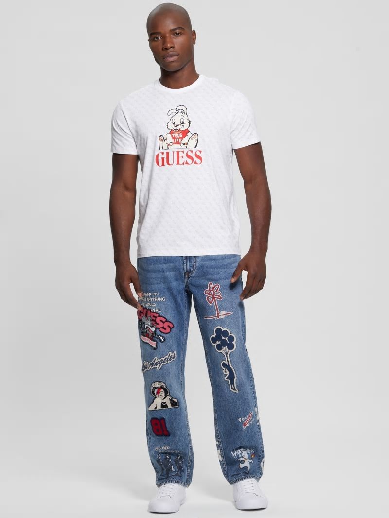 Guess Graphic Crewneck Tee - 4g Aop Pure White