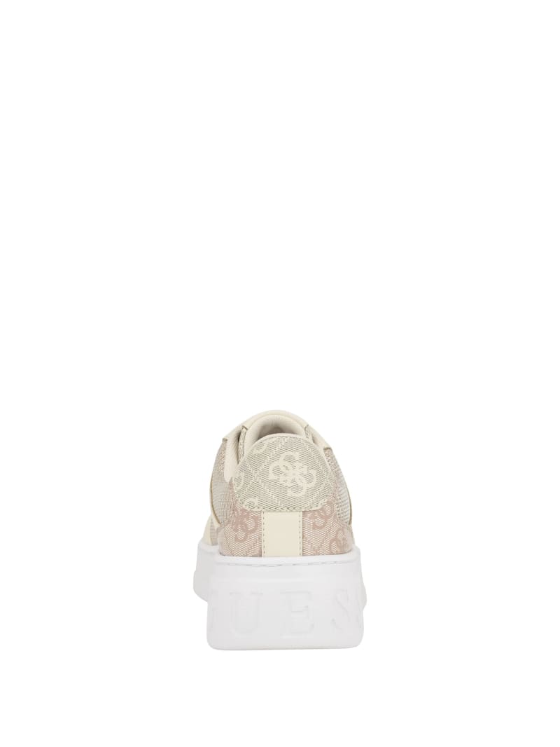 Guess Cleva Logo Embossed Low-Top Sneakers - Light Natural