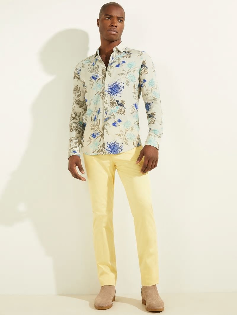 Guess Bird Printed Shirt - Ecru/Turk Majorelle Print