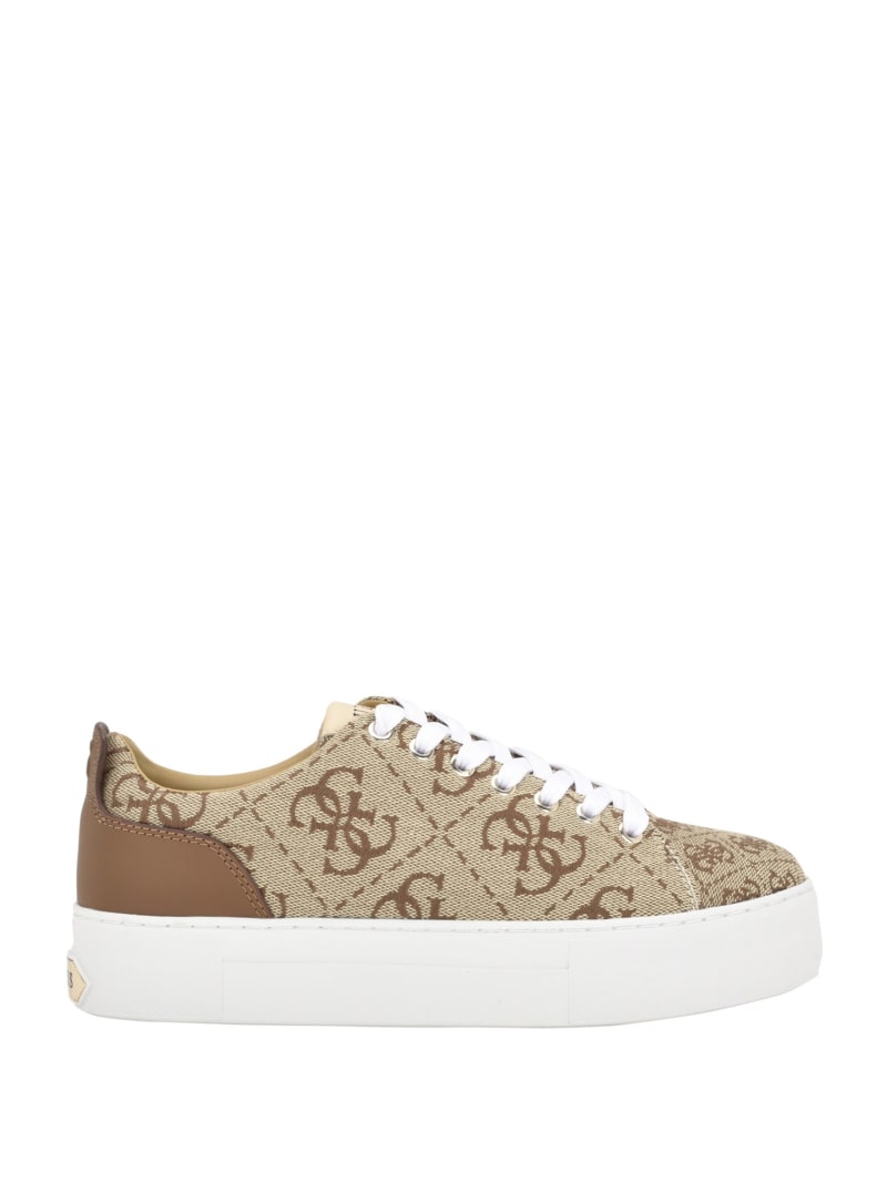 Guess Giaa Logo Print Low-Top Sneakers - Medium Brown