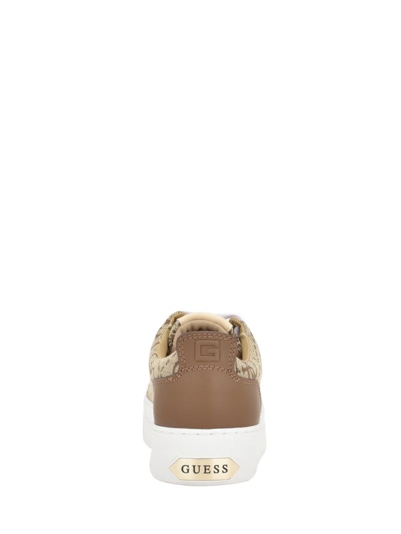 Guess Giaa Logo Print Low-Top Sneakers - Medium Brown