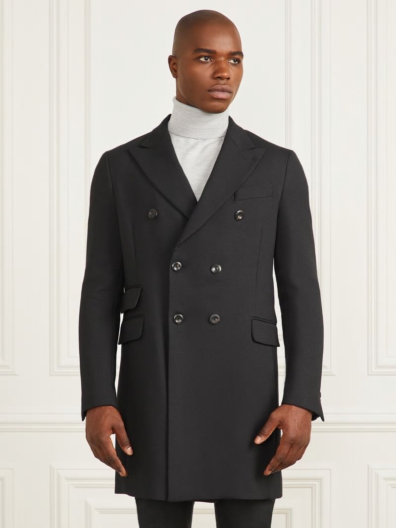 Guess Evening Double Breasted Coat - Black