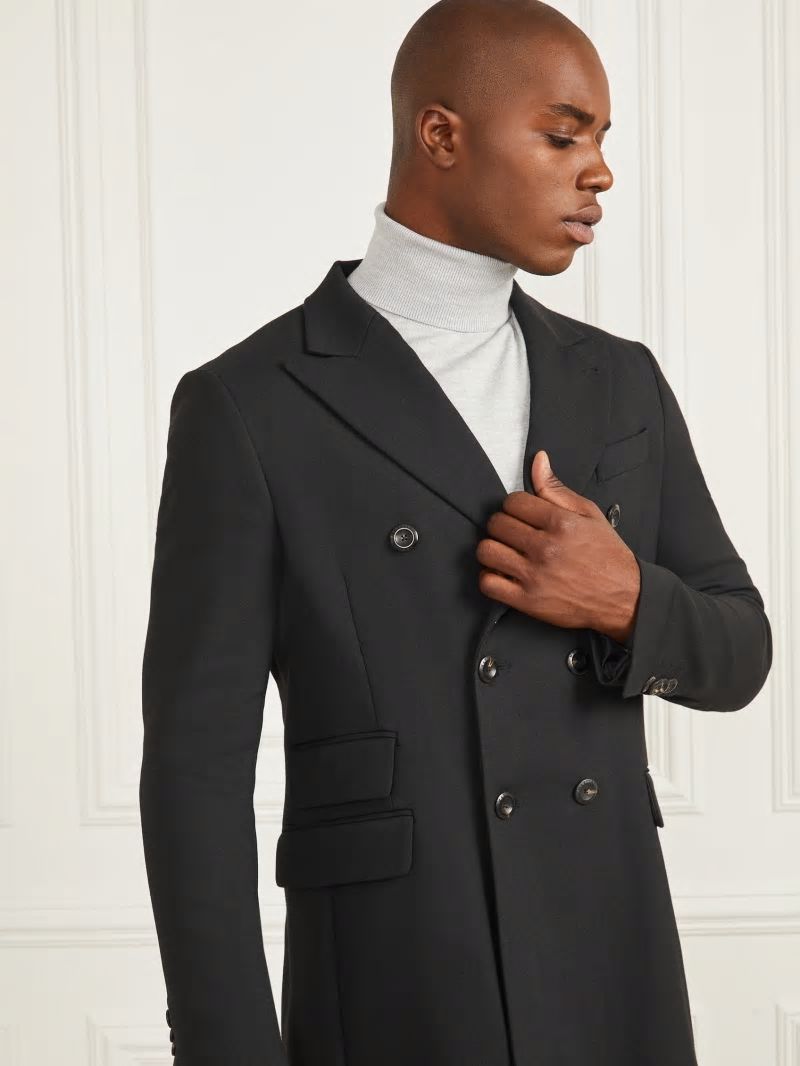 Guess Evening Double Breasted Coat - Black