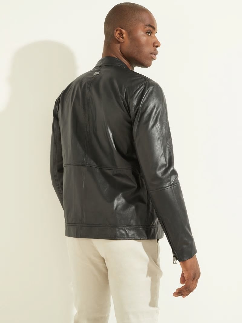 Guess Leather Biker Jacket - Black