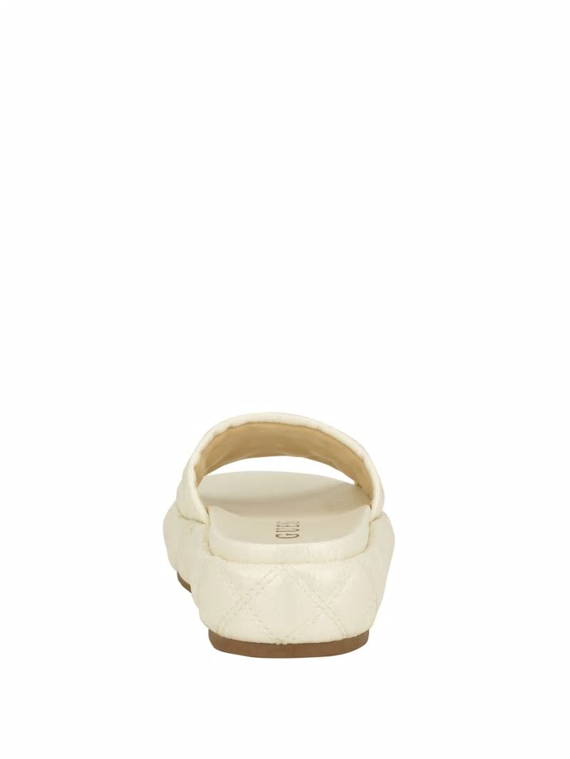 Guess Longo Quilted Flatform Slides - Ivory 150