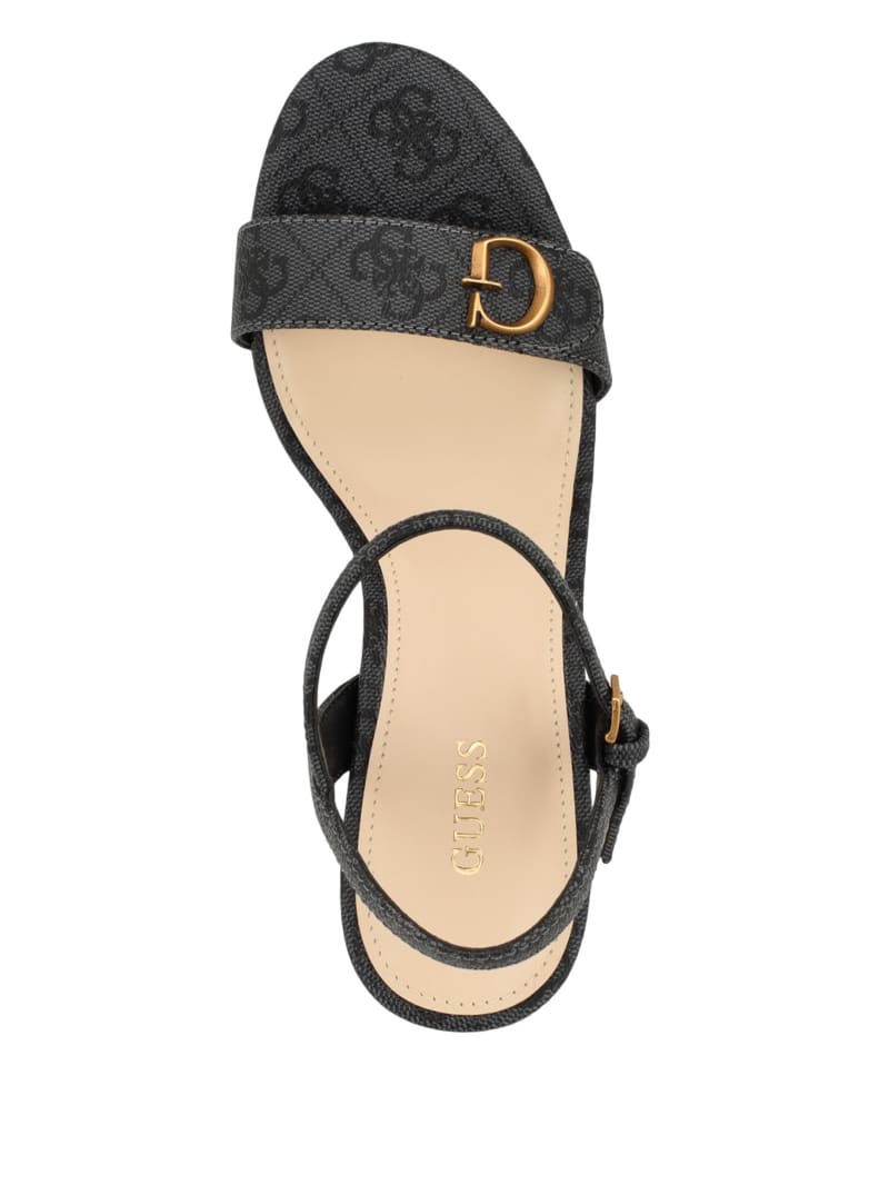 Guess Himifa Shimmer Metallic G Wedge Sandals - Black 001